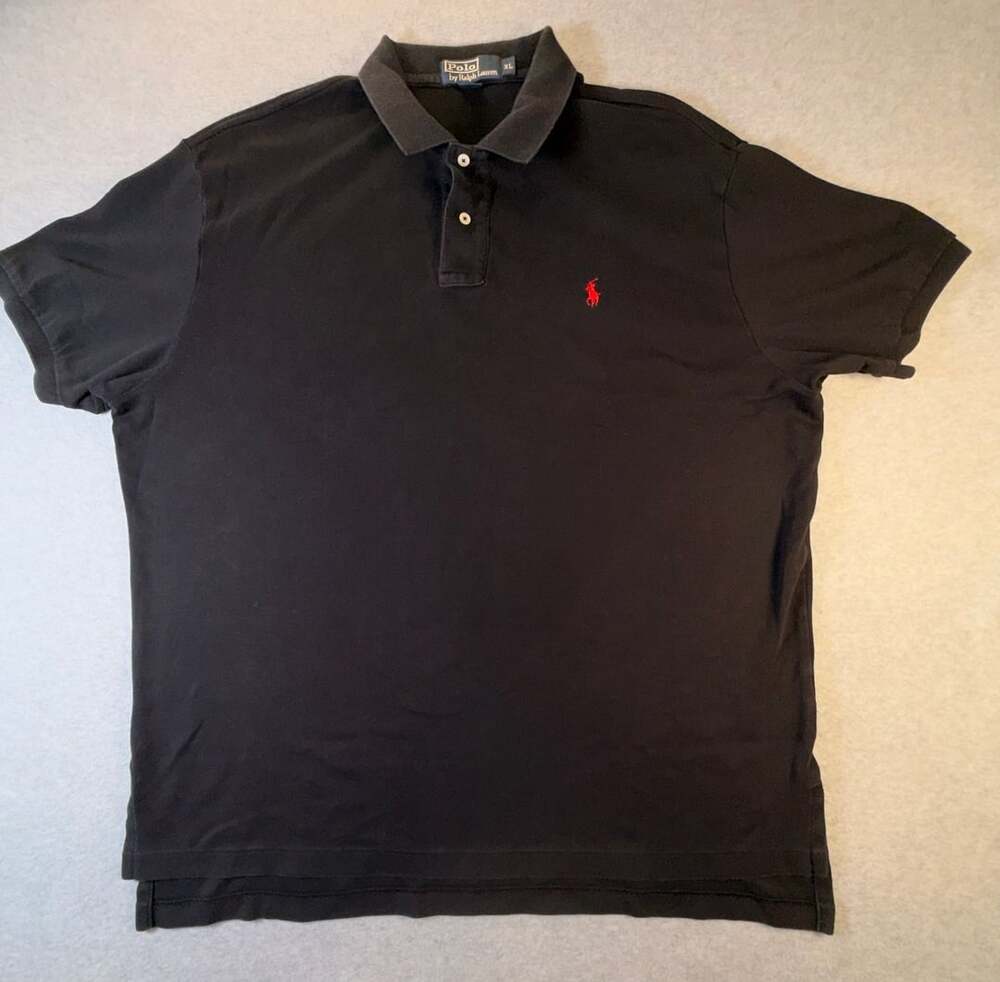 Polo Ralph Lauren Men's Black Short Sleeve Cotton Polo w/Red Pony Logo Sz XL